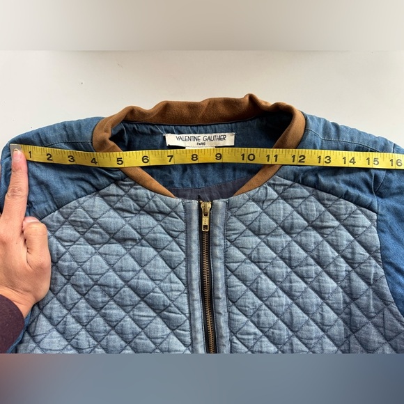 ANTHROPOLOGIE VALENTINE GAUTHIER Blue Denim Quilted Chambray Jacket Size S - Picture 15 of 15